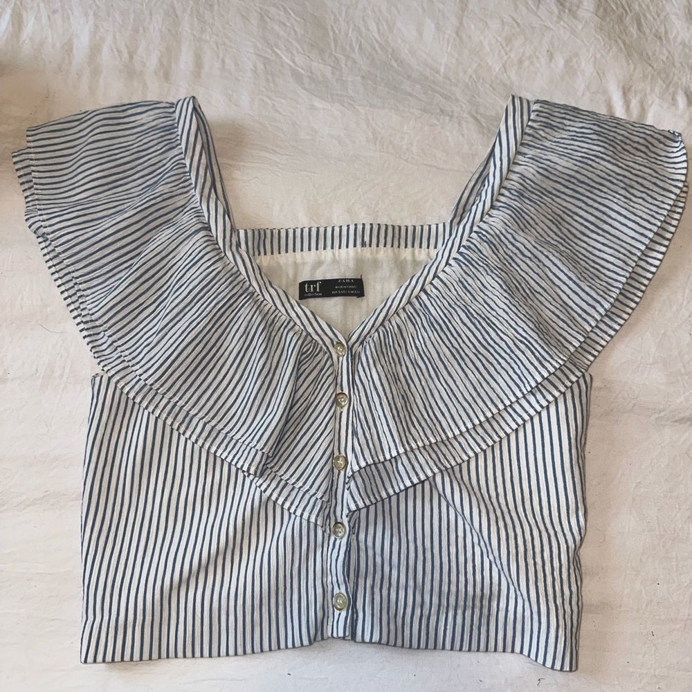 Zara TRF Collection Ruffle Sleeve Blouse